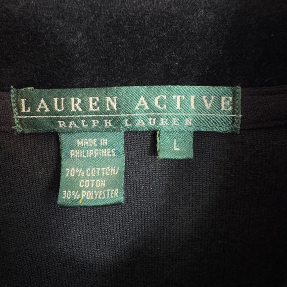 Vintage Y2K Lauren Ralph Lauren Size Large Black Velour Zip Track Jacket Crest - Picture 4 of 6